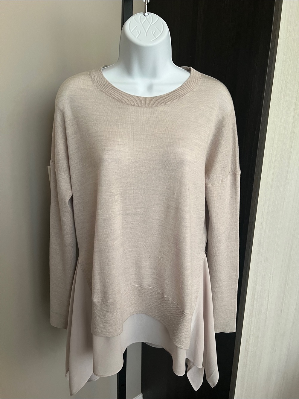 All Saints Beige Layered Knit Top